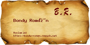 Bondy Román névjegykártya